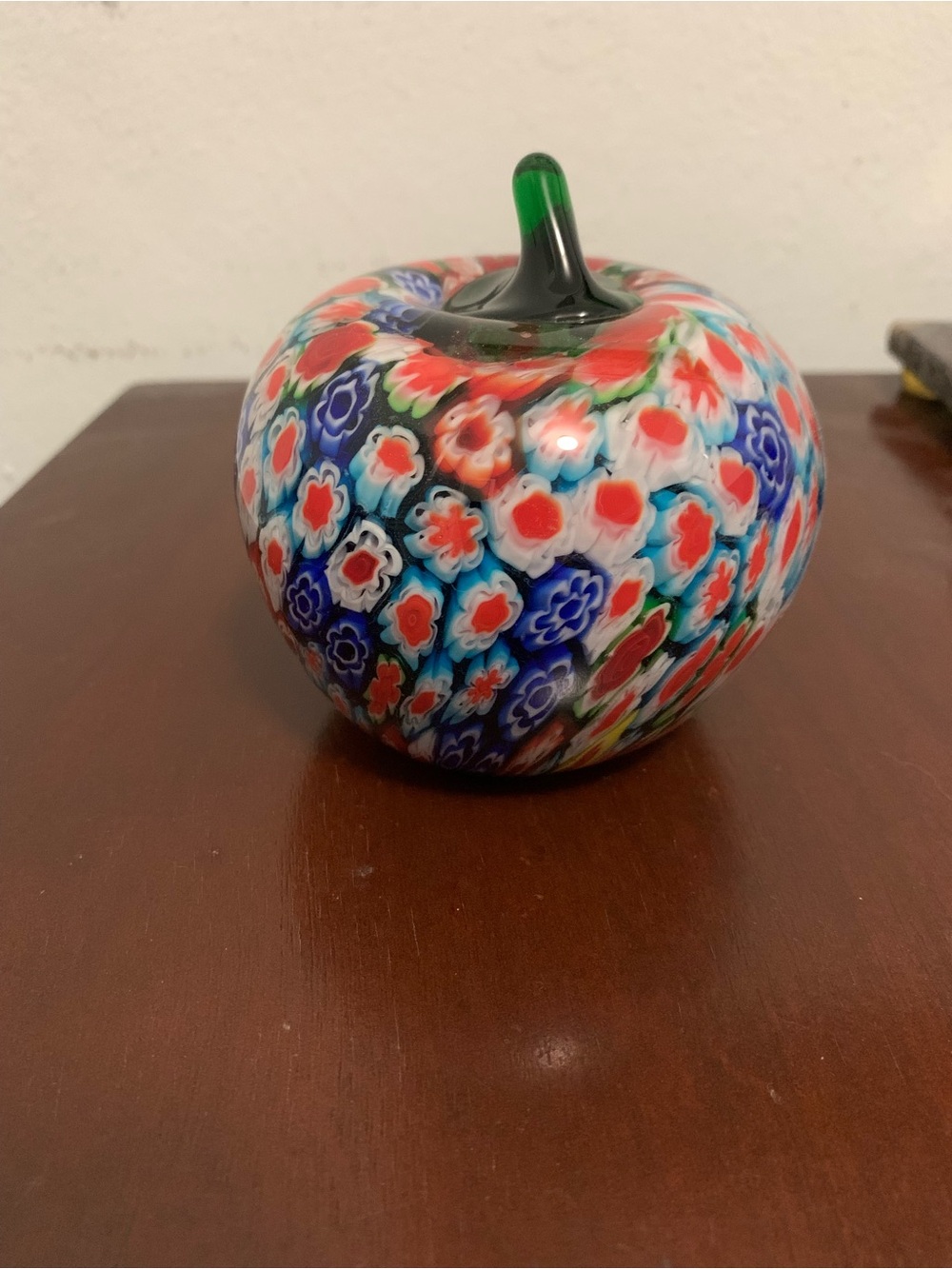Murano Millefiori Glass Apple Paperweight